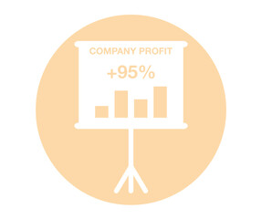 95% company profit. Bar graph slide presentation, profit gain and financial increase