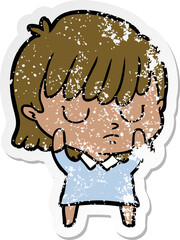 distressed sticker of a cartoon woman
