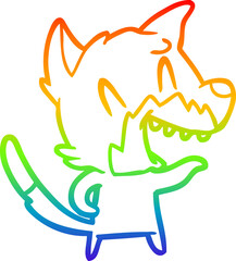 rainbow gradient line drawing laughing fox cartoon
