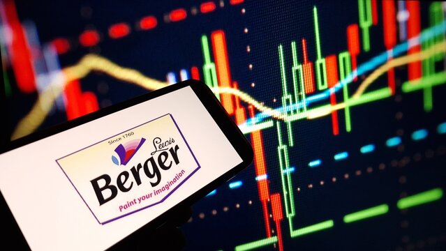 Konskie, Poland - March 03, 2024: Berger Paints company logo displayed on mobile phone