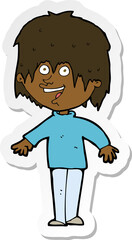 sticker of a cartoon excited man