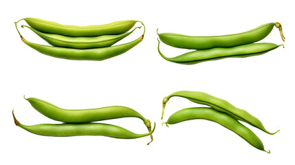 Green Bean Collection: Fresh, Organic Vegetables in Digital 3D Art - Isolated on Transparent Background for Culinary Projects and Healthy Food Illustrations!