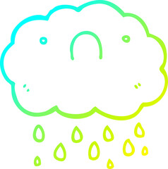 cold gradient line drawing cute cartoon cloud