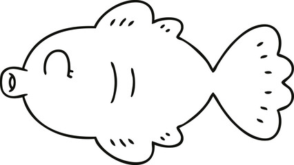 quirky line drawing cartoon fish