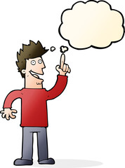 cartoon man with great new idea with thought bubble