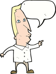 cartoon pointing man with speech bubble