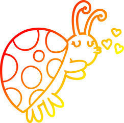 warm gradient line drawing cartoon ladybug