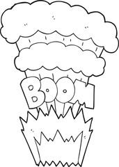 black and white cartoon explosion