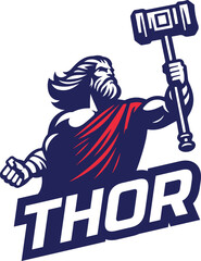 Thor God of Thunder Logo  - obrazy, fototapety, plakaty