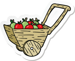 sticker of a cartoon apple cart