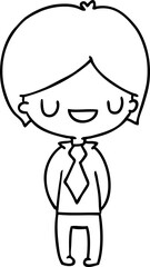 line drawing of a kawaii cute boy