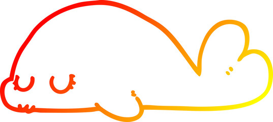 warm gradient line drawing cute cartoon seal