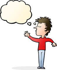 cartoon dismissive man with thought bubble