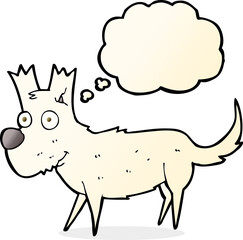 cartoon cute little dog with thought bubble