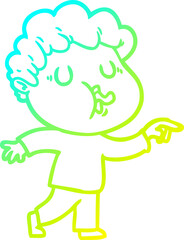 cold gradient line drawing cartoon man singing