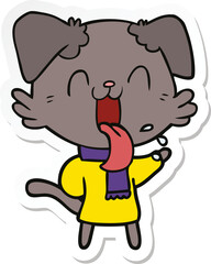 Naklejka premium sticker of a cartoon panting dog