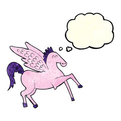 cartoon pegasus with thought bubble