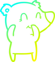 cold gradient line drawing giggling polar bear cartoon