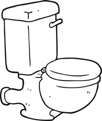 black and white cartoon toilet