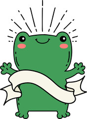 banner with tattoo style happy frog