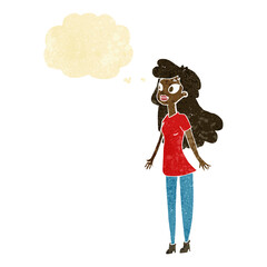 cartoon pretty girl with thought bubble