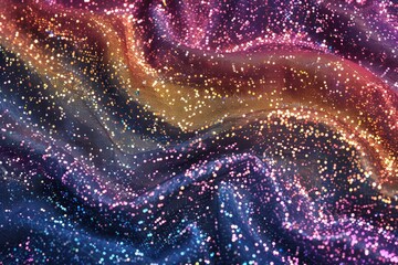 Starry Night Fabric Effect with Glittering Particles in Pink and Blue Tones