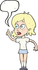 cartoon woman asking question with speech bubble