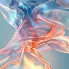 Translucent Blue and Peach Silk Fabric Simulation with a Delicate Fluidity