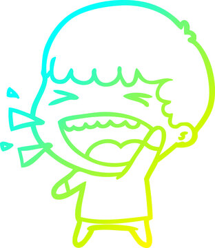 recommend clip art: cold gradient line drawing cartoon laughing man