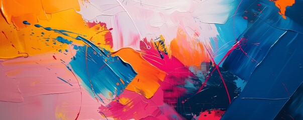 Vibrant Abstract Art with Strokes and Splatters of Paint in a Multitude of Colors