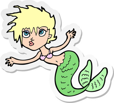 sticker of a cartoon mermaid