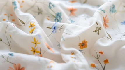 White Fabric with Colorful Floral Patterns