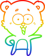 rainbow gradient line drawing laughing teddy  bear cartoon