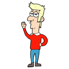 Fototapeta premium comic book style cartoon man waving