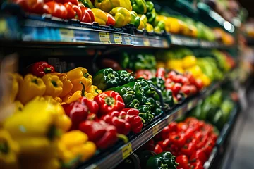 Foto op Plexiglas a shelf of vegetables in a store © White