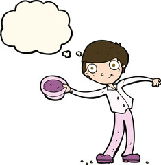 cartoon man tipping hat with thought bubble