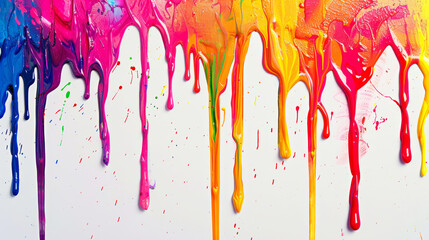 multicolored dripping paint on white 