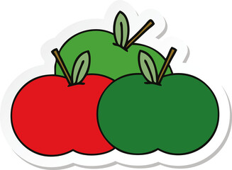 sticker of a cute cartoon apples