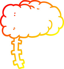warm gradient line drawing cartoon brain