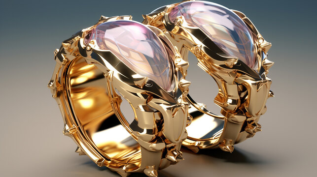 An updated version of a medieval armor ring with articulated joints and a shiny metallic finish motion blurfantasyanime3d render