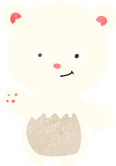 cartoon polar bearcub waving