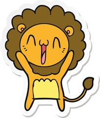 sticker of a happy cartoon lion