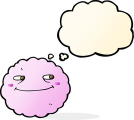 cartoon happy cloud with thought bubble