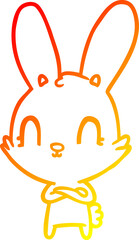 warm gradient line drawing cute cartoon rabbit