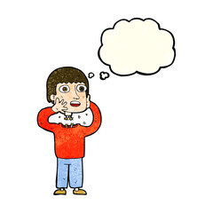 cartoon secret robot with thought bubble