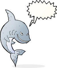 funny cartoon shark with speech bubble