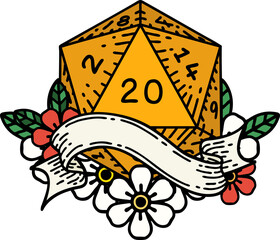 natural twenty D20 dice roll illustration