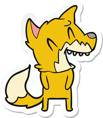 sticker of a laughing fox cartoon