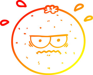 warm gradient line drawing cartoon angry orange