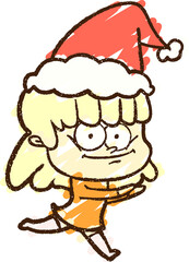 Christmas Woman Chalk Drawing